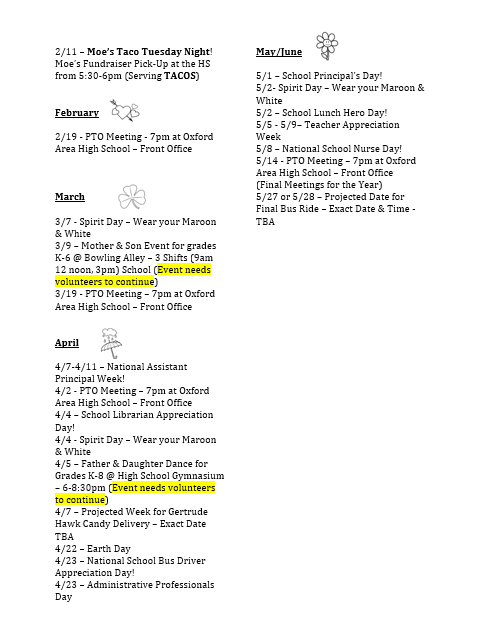 PTO Calendar